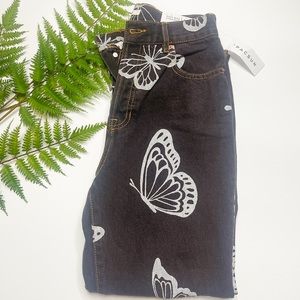 Pacsun high waisted black denim w/butterfly ankle mom jeans